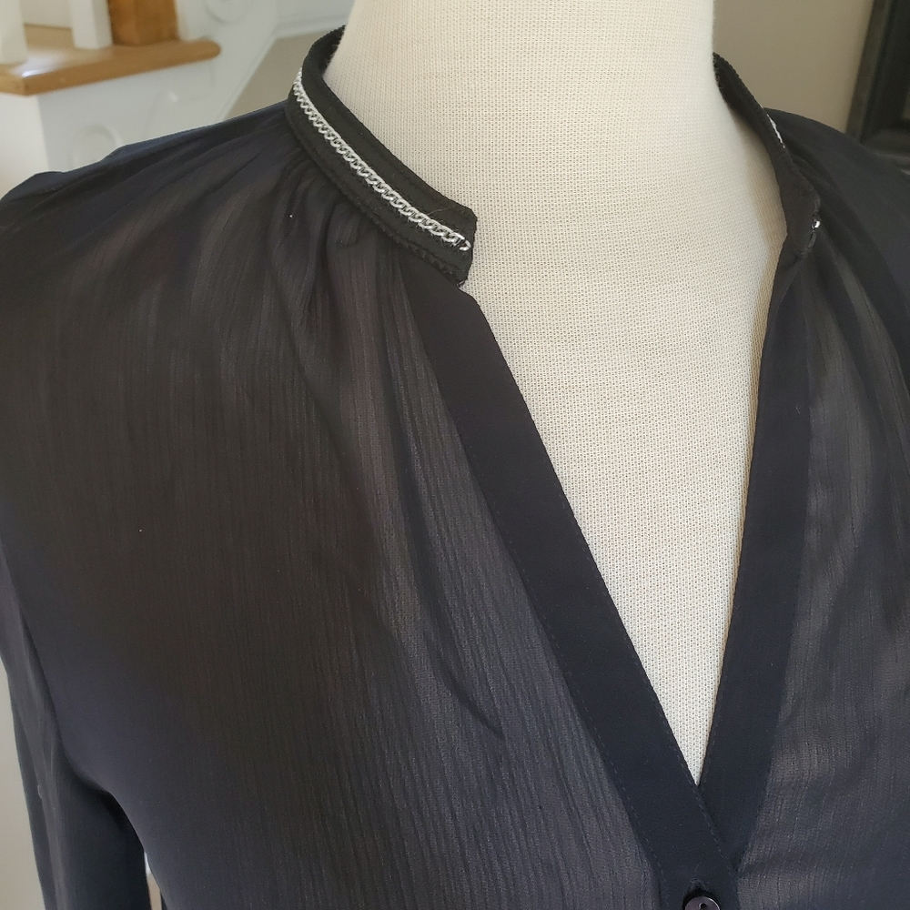 The Limited Sheer Black Chiffon Blouse sz S
